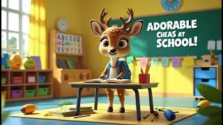 Baby Deer Goes to School 🦌🎒 | Cute Kids Rhyme Cartoon | Fun Learning Song