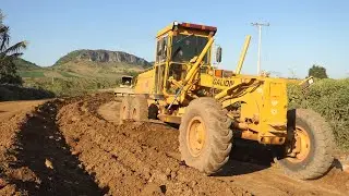 Best Activities Of Process Motor Grader Pushing Soil For Installing Foundation Road At Area Mountain