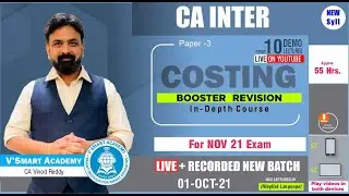 08:New CA Inter Costing Revision Booster Batch by CA Vinod Reddy |Nov21 & May22 Exams|Vsmart Academy