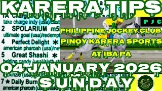 KARERA TIPS PJC SUNDAY - JAN.04,2026 / RACING @PHILIPPINEJOCKEYCLUB