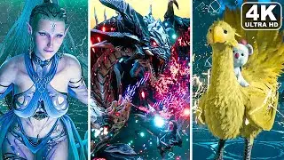 FINAL FANTASY 7 REMAKE All Summons Gameplay (Bahamut/Leviathan/Shiva/Fat Chocobo) 4K PS4 PRO