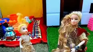 The doll Barbie / Epi-146/Barbie Doll All Day Routine In Indian Village/Barbie Doll Bedtime story||