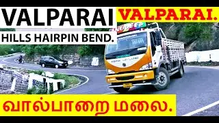 Tourist Bus Ashok Leyland Tempo Turning On Valparai Hills Hairpin Bend Road Pollachi.