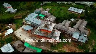 Sarahan village aerial view | Bhimakali temple, forests and mountain life