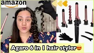 Amazon 6 in 1 hair curler😍 Agaro | 6 types of curls like a pro | kp styles