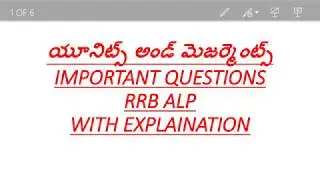 RRB ALP BASIC SCIENCE AND ENGINEERING UNITS AND MEASUREMENTS IMPORTANT QUESTIONS TELUGU