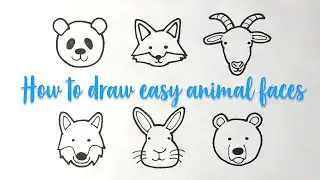 How to Draw Easy Animal Faces | Simple Drawing | 6 Easy animal faces