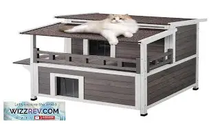 VEVOR Outdoor Cat House Weatherproof Feral Cat Shelter for Multiple Cats 2 story