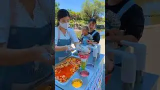 🥰Satisfying with hot street food🥳#streetfood #satisfying video#cooking #asmr#shorts