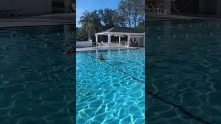 1 year 8 month old swims across our 25 yard pool!