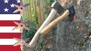 Throwing Axes Triple Trick Shot!