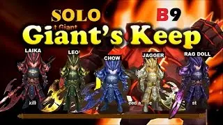 Summoners War : Giants B9 solo | Dragon Knight | Chow ,Liaka ,Leo ,Jagger ,Rag Doll + RUNES