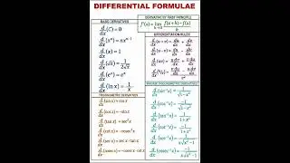All Differentiation Formulas in One Shot 🤓🔥| Quick Revision #maths #FormulaRevision #Differentiation