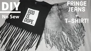 Summer Time DIY - No Sew Fringe Jean Short and T-shirt