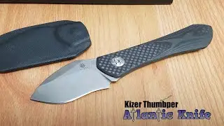 KIZER THUMBPER LONG FIXED BLADE NECK KNIFE CARBON FIBER - 1014