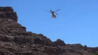 Native Air helicopter taking off from Supai village