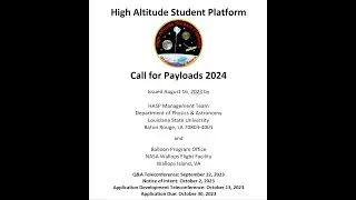 HASP 2024 Q&A Video Conference