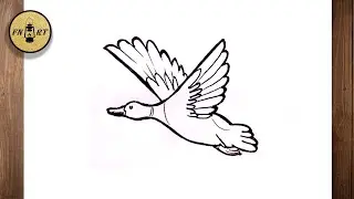 How to draw a mallard duck flying easy step by step