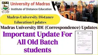 Madras University IDE Latest Update for Dec 2025 Exam | Classlike