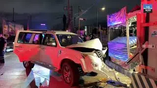 Suspected drunk driver gets in accident in Pattaya, tries to drive away.