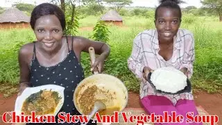 African Mum Prepared Delicious Chicken Stew And Vegetable Soup For Her Family