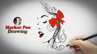 Drawing Girl With Marker Pen | Hair Style Design | Marker Pen | Tattoo 14 ★ Art Azad