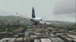 DANGEROUS AND SCARY APPROACH AND LANDING AT KAI TAK Hong Kong!!!! Cathay Pacific Boeing 747-400