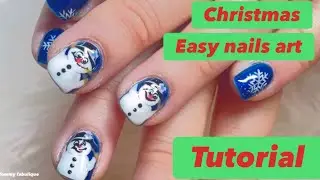 Christmas nails, Snowman, snowflake design tutorial. Vẽ m&oacute;ng Noel
