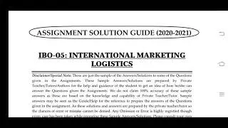 IBO 05 Ignou Solved Assignment 2020-21