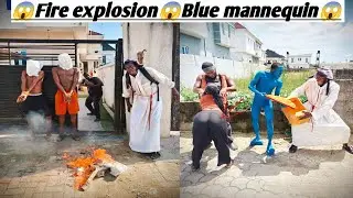 Fire Explosion 😱 Blue Mannequin Gone Wild! | Shocking Footage #trending #jdreactioncamedy 