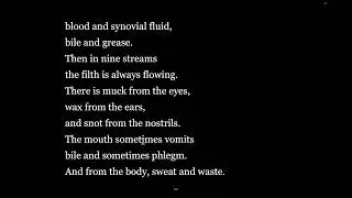 Suttanipata 1.11 How can you be proud of your body?Tr.Sujato r Cargill PLEASE SHARE THE EARLY DHAMMA