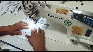Pespontadeira ELETR&Ocirc;NICA, duas agulhas, barra fixa SA-M8420-D4/ABPT - Peitilho de camisa p&oacute;lo.