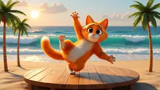 Godi Billi&rsquo;s beach dance! 🐾 Sunny fun and laughter await! #godibilli #cat #catdance