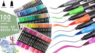 Dual tip brush pens   двухсторонние маркеры линеры на водной основе
