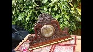 Vintage LENZKIRCH MOVEMENT TING TANG 2 GONG CHIME MANTLE MANTEL CLOCK  ANTIQUE