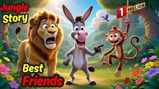 Jungle Ka Sab Se Funny Raja 🐴👑 | Lion Donkey Monkey Comedy Story#hindicartoon 