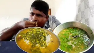 Eating ginger garlic ghee murungai keerai soup rasam with white rice | Eating show in tamil