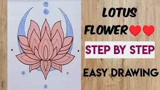 Moonlight&hearts;️&hearts;️Lotus Painting&hearts;️&hearts;️Step by step tutorial #blessings #walldecor #flowers #india