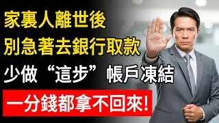 存折里有钱的注意了！如果老人突然离世，儿女千万别急着去银行“销户”！少做这1步，存款全被“冻结”，一分钱都拿不回来！#防詐騙 #中老年 #存款 #銀行