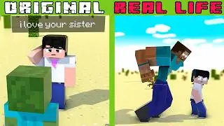 I Like Your Brother Vs I Like Your Sister! 😂 | Original vs Real Life | Minecraft Animation
