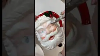 DIY antique stoneware Santa pitcher #diy #vintagedecor #Christmas decor