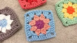 Mini Square Flor (4 cm) croch&ecirc;  - Professora Maria Rita