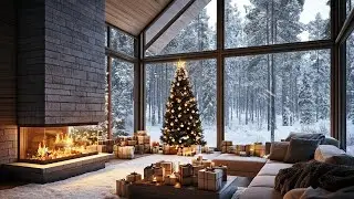 Cozy Christmas Room Ambience with Fireplace & Snowfall Sounds for Emotional Healing and Sleep