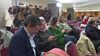 Socialist Party and supporters react to exit polls in Portugal's general election