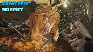 Elden Ring Great Epee Moveset Showcase / Impaling Thrust Ash War Margit Boss Heavy Thrusting Sword