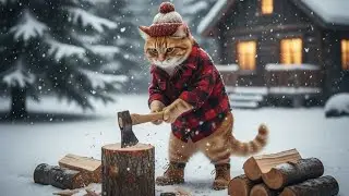 ORANGE CAT ACTIVITIES IN THE SNOWING SEASON #cat #catvideos #trending #funny #usa 