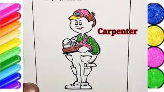 Drawing and Coloring Carpenter for kids | How to draw and color Carpenter #job3