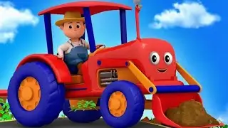 Wheels on the Red Tractor Go Round and Round | Kids Farm Song with Animals | Nursery Rhyme 