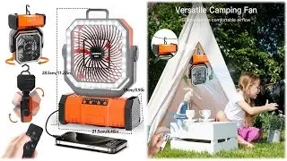 BEST Rechargeable Fan with LED Lantern, 20000mAh Camping Fan Rechargeable Battery