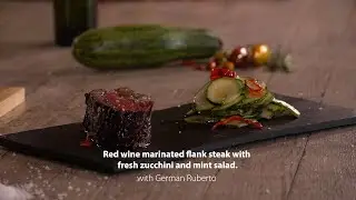 Red Wine Marinated Flank Steak with Fresh Zucchini and Mint Salad